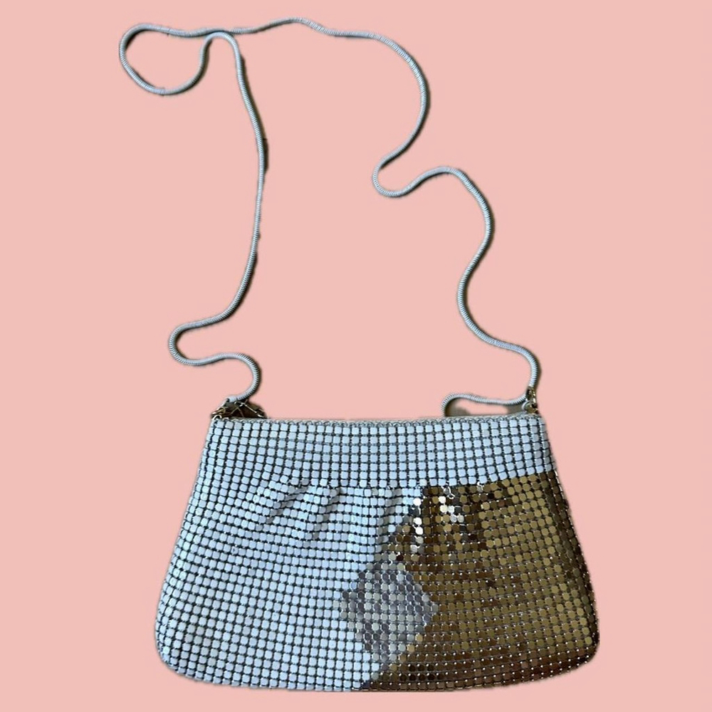🧡 2 for 10$ Metal Mesh Evening Bag – Gold, Silver & White